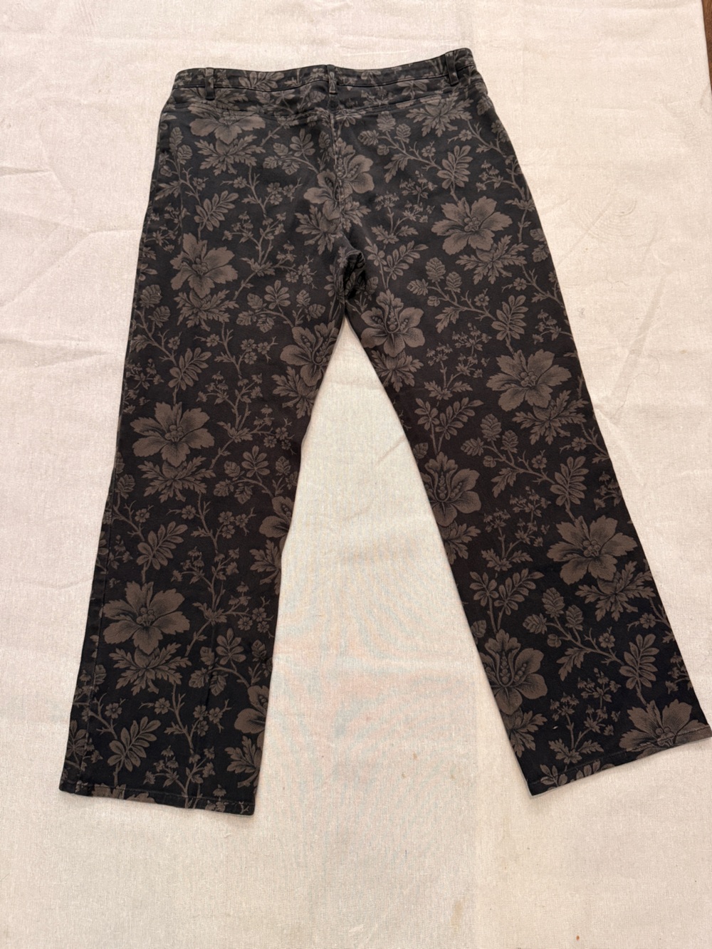 Ann Taylor Floral Bootcut Pants Size 16 Brown Black Stretch Career Casual